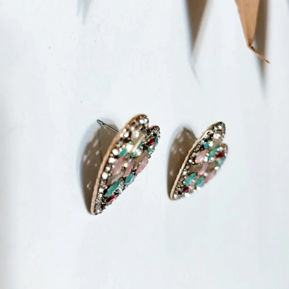 diamond heart stud earrings H192